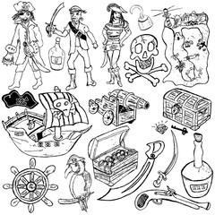 Obraz premium pirate icons sketch