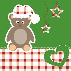 Traditionelle Weihnacht mit Teddy auf Karodecke