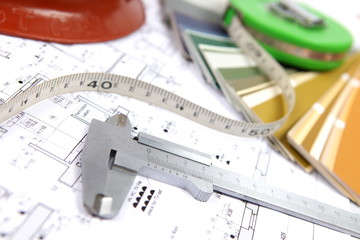 tools for home renovation onarchitectural drawing