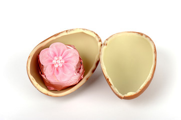 Chocolate Egg with pink surprise gift box