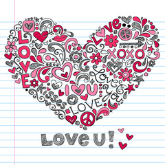 Heart Love Valentine's Day Sketchy Notebook Doodles Vector