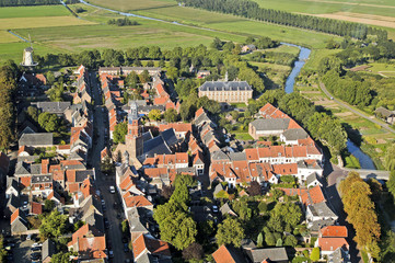 Areal view of the Dutch town Buren in the Betuwe