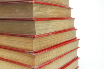 stack of red book on white background