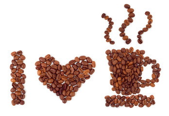 Heart made of coffee