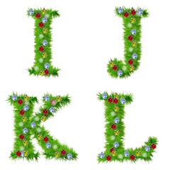 High resolution conceptual Christmas fonts with ornaments