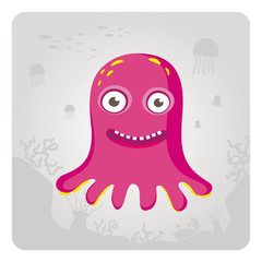 Vector Image octopus on a gray background