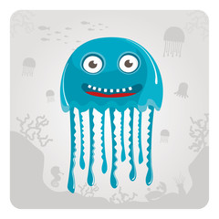 Vector Image jellyfish on a gray background