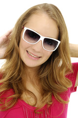 Lovely girl with sunglasses isolated