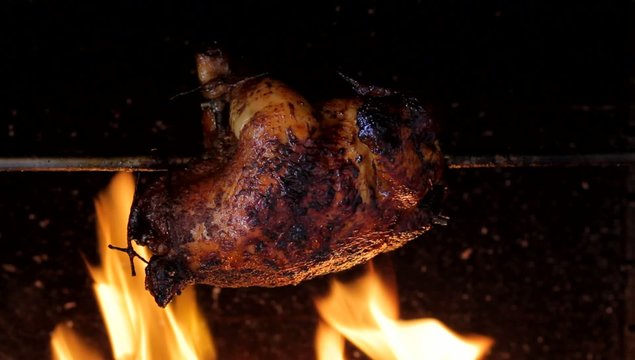 chicken roasted on a spit