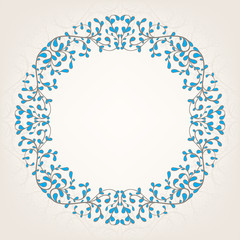 Beautiful abstract ornate beige and blue frame
