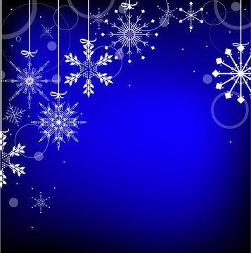white snowflake pattern on blue background
