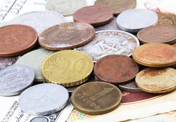 Old and new coins. Money background
