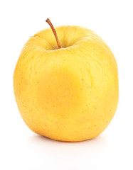 Yellow apple as problem skin concept isolated on white