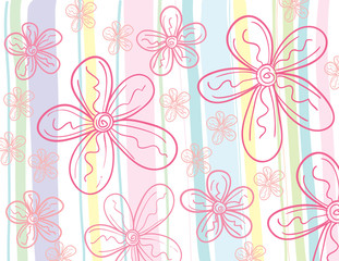 vector illustration of flower pattern retro style doodle
