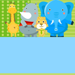 frame with four animals - vector illustration.