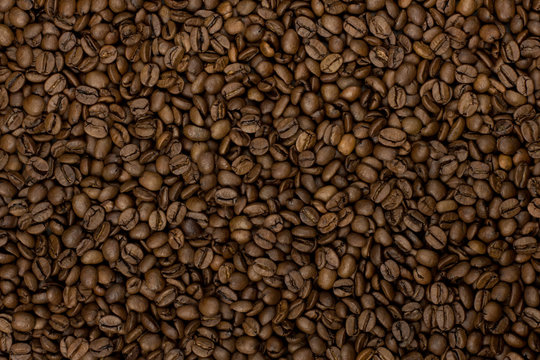 Brown coffee beans, coffee beans for background and texture