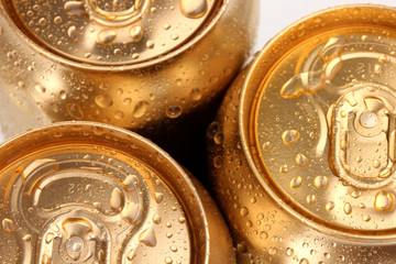 golden cans close-up