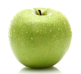 Ripe green apple isolated on white