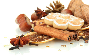 Fototapeta premium composition of christmas spices, isolated on white