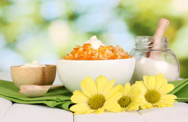 Useful pumpkin porridge in white plate