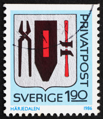Postage stamp Sweden 1986 Arms of Harjedalen Province