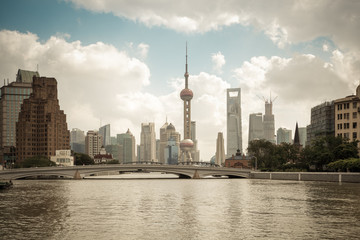 shanghai skyline on the suzhou river