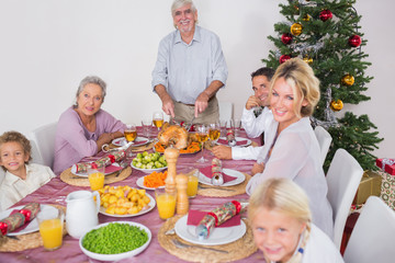 Happy family at christmas dinner