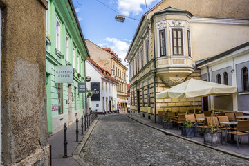 Typical alley of Ljubljana, Slovenia.