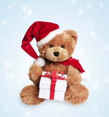 Cute toy bear with christmas gift