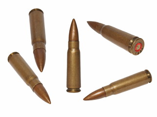 Set  ak-47 bullet,  isolated on white background
