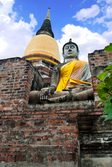Buddha statue with blue sky background
