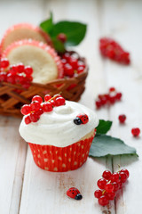 Vanilla cupcake with red currant