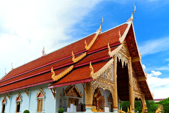 Thai northern style church of Wat chadi liam in Chiang Mai Thail