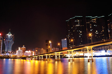 Fototapeta na wymiar Macao cityscape with famous landmark of casino skyscraper and br