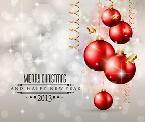 Elegant Classic Christmas Background wit red baubles