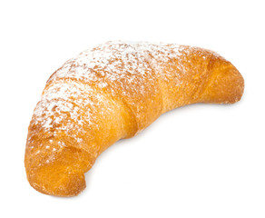 Freshly baked croissants on a white background