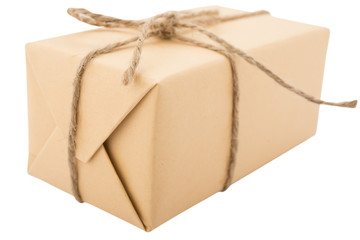 Wrapped gift box isolated on white background