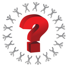 people around a question