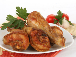 Chicken legs with fresh vegetables