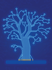 Blue Technology Tree/Circuit Board