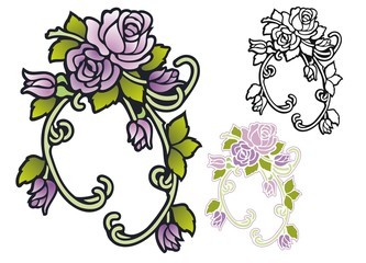 Victorian style floral ornament in vintage colors.