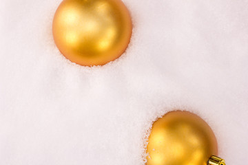 Christmas tree balls in snow