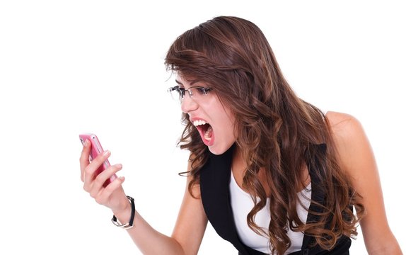 Girl shouting to mobile