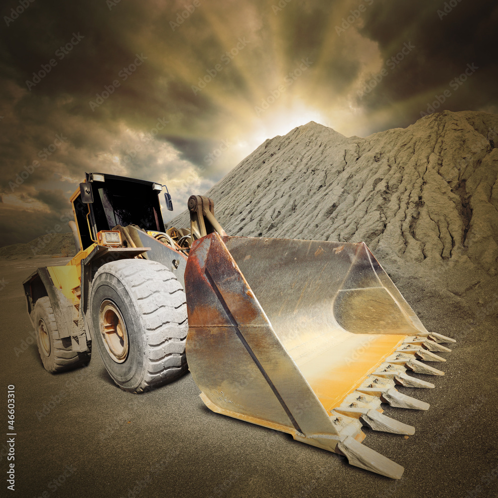 Wall mural Excavator in the mine. Ecology disaster concept. - Wall murals