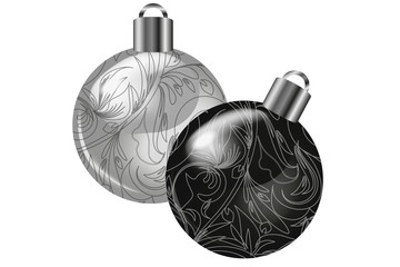 Weihnachtskugeln schwarz und silber