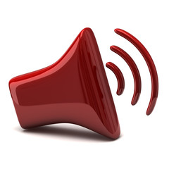 Red stylized speaker icon 3d