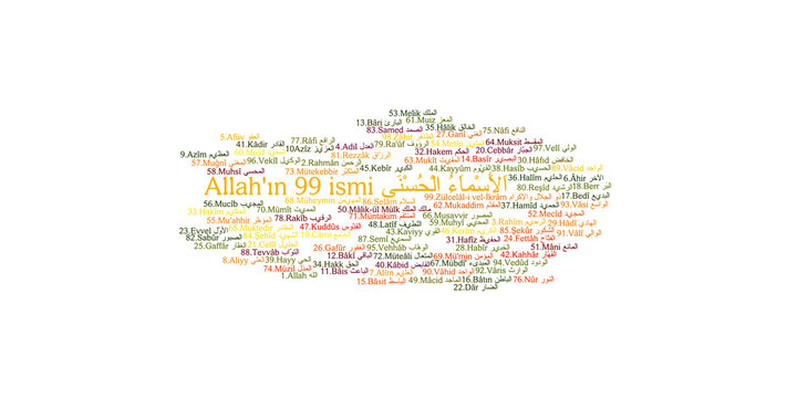 99 Namen Allahs - Allah'ın 99 ismi (T&uuml;rkisch & Arabisch)