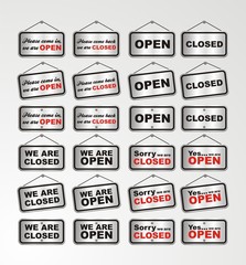 open sign and closed sign silver style