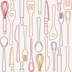 Kitchen utensils - seamless pattern