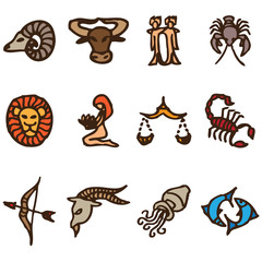 signs of the zodiac hand drawn icons in vector